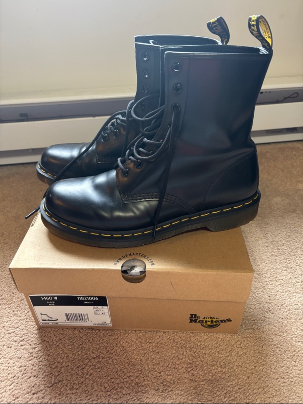 Dr. Martens 1460W Black Nior smooth boots in women’s size 11